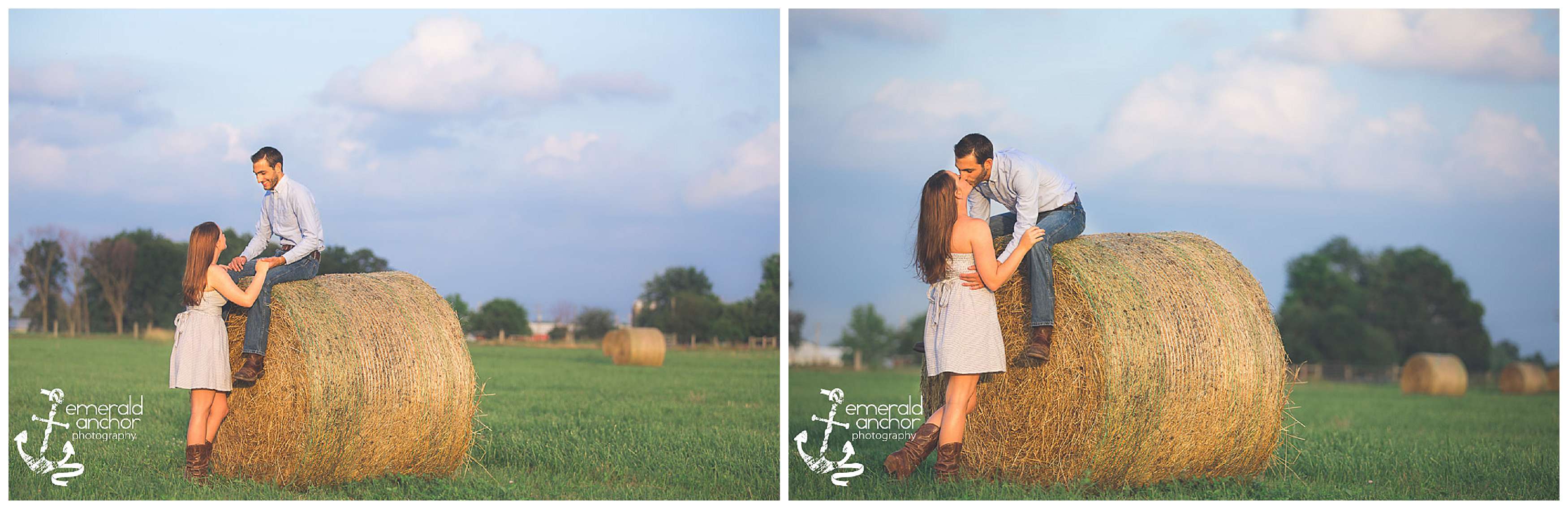 round bale hay field Engagement Photography Emerald Anchor Photography (10)